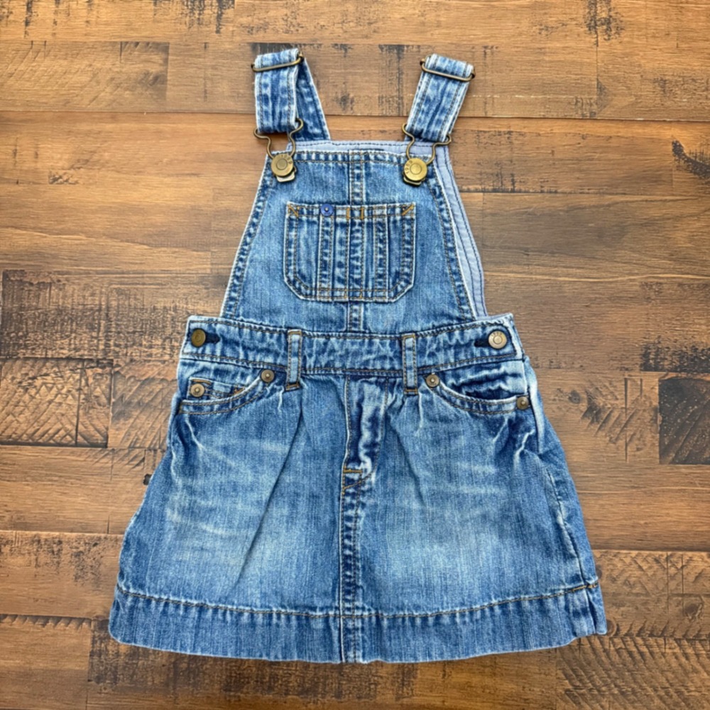 VTG Y2K BabyGap Denim Jumper Dress Overall Jumper Medium Wash Blue 6-12 Months